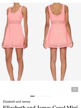 Elizabeth and James Coral Pink Laser-Cut Fit & Flare Dress